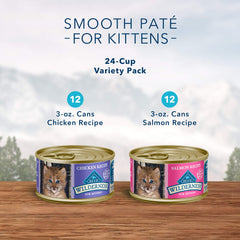Blue Buffalo Wilderness kitten pate salmon 3oz can supporting cognitive development