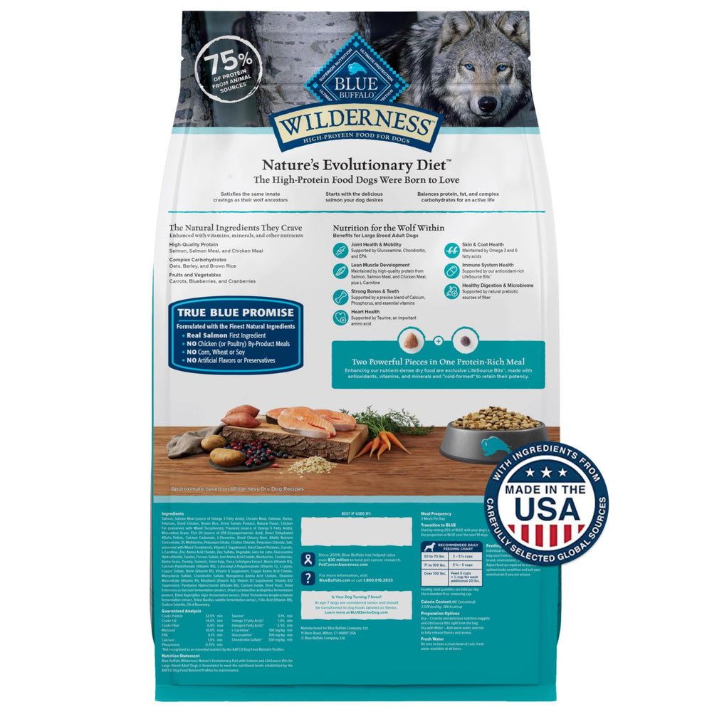 Blue Buffalo Wilderness large-breed serving bowl shows meal ready for big dogs