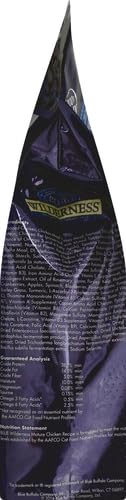 Grain-free Blue Buffalo Wilderness Mature formula for coat and skin health