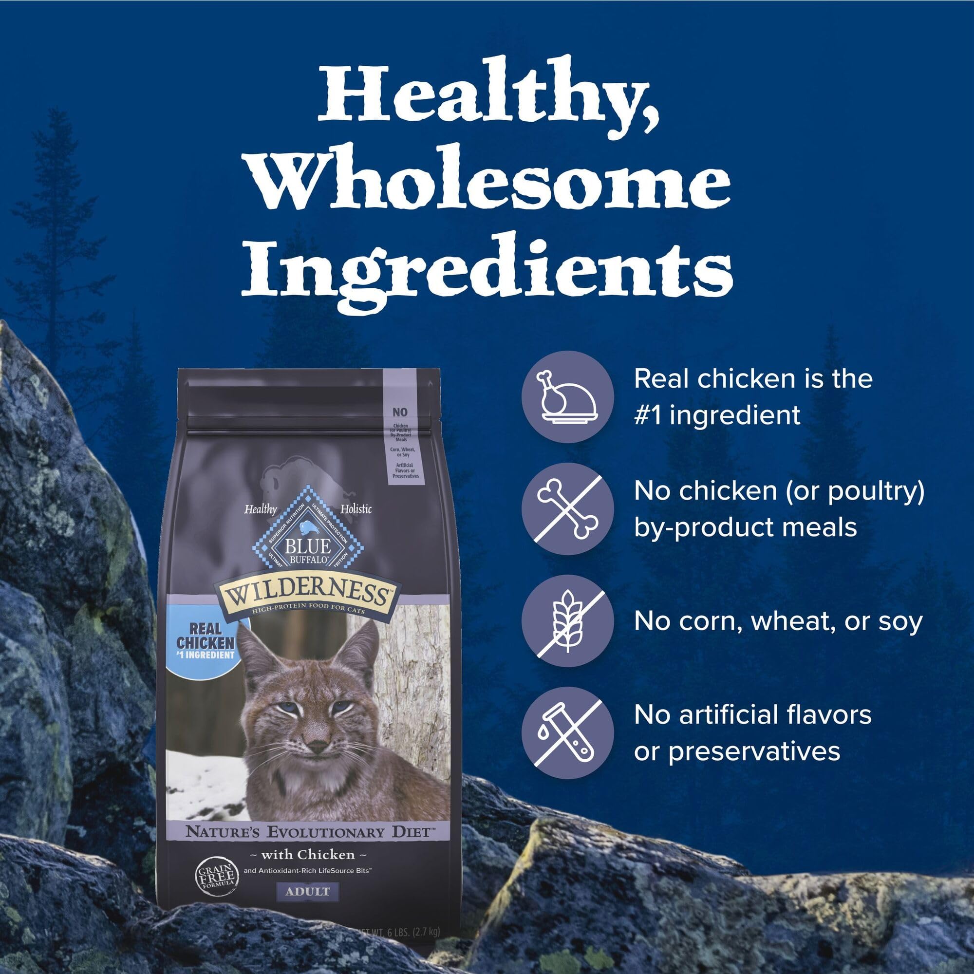 Blue Buffalo Wilderness nutrition panel lists ingredients and vitamins