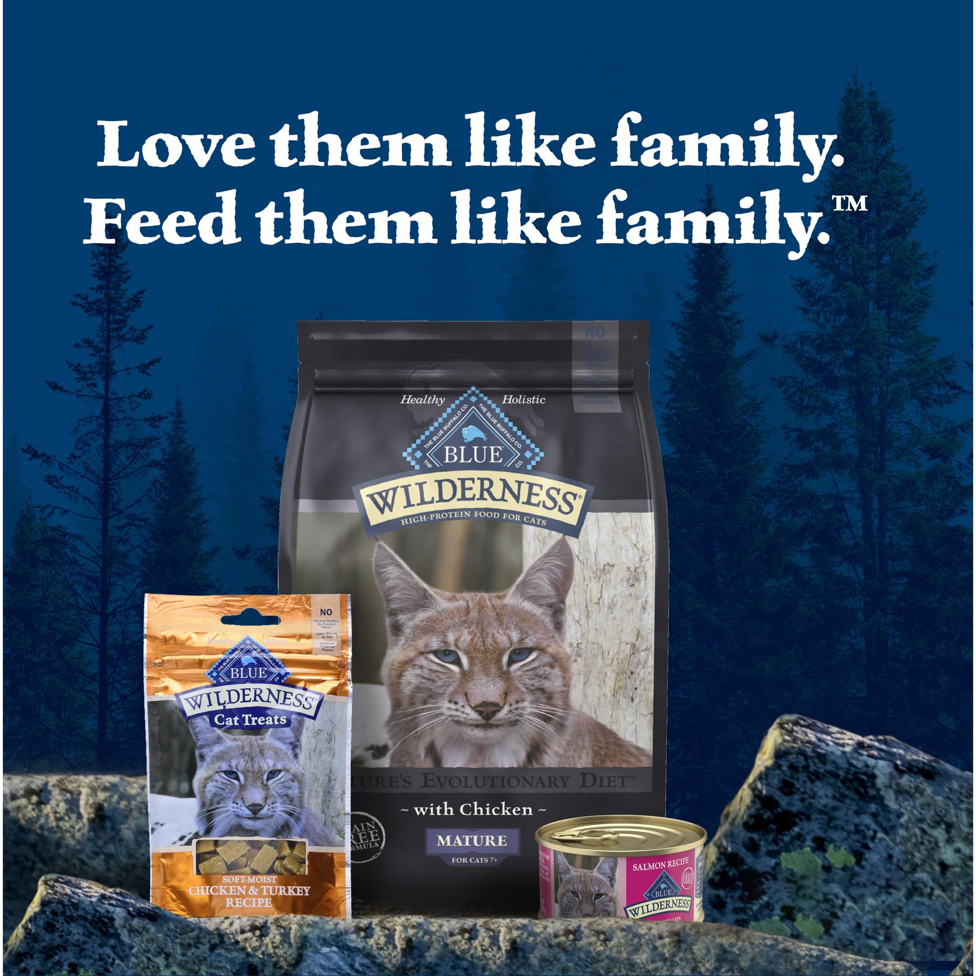 Blue Buffalo Wilderness product label close-up shows vitamins and minerals.