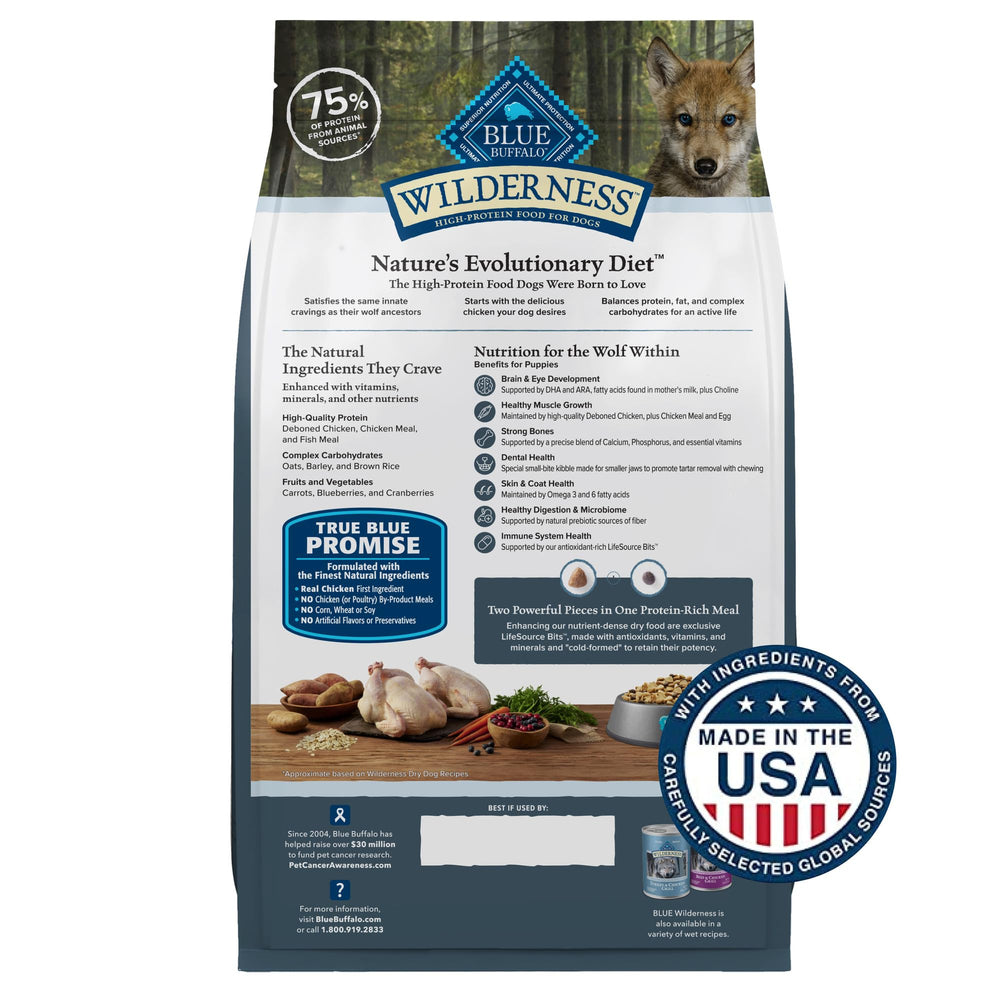 Blue Buffalo Wilderness Puppy real-chicken-first-ingredient supports strong growth and energy