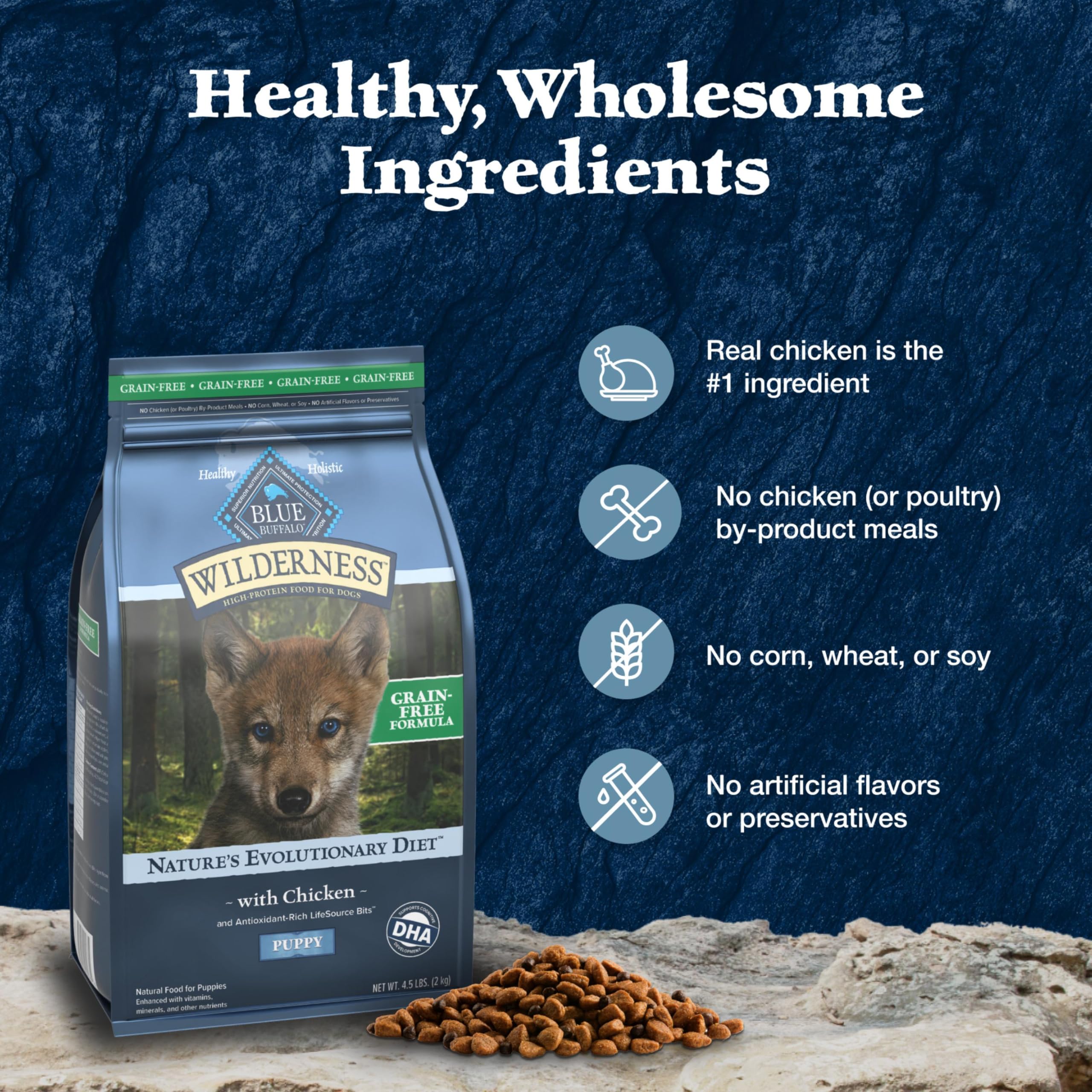 Blue Buffalo Wilderness Puppy made-in-USA label signals quality and domestic sourcing