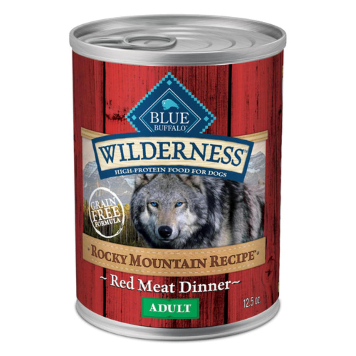 Blue Buffalo Wilderness Red Meat Paté can with real beef highlights protein-packed meals