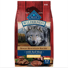 Blue Buffalo Wilderness Rocky Mountain beef-first ingredient kibble supports lean protein for dogs