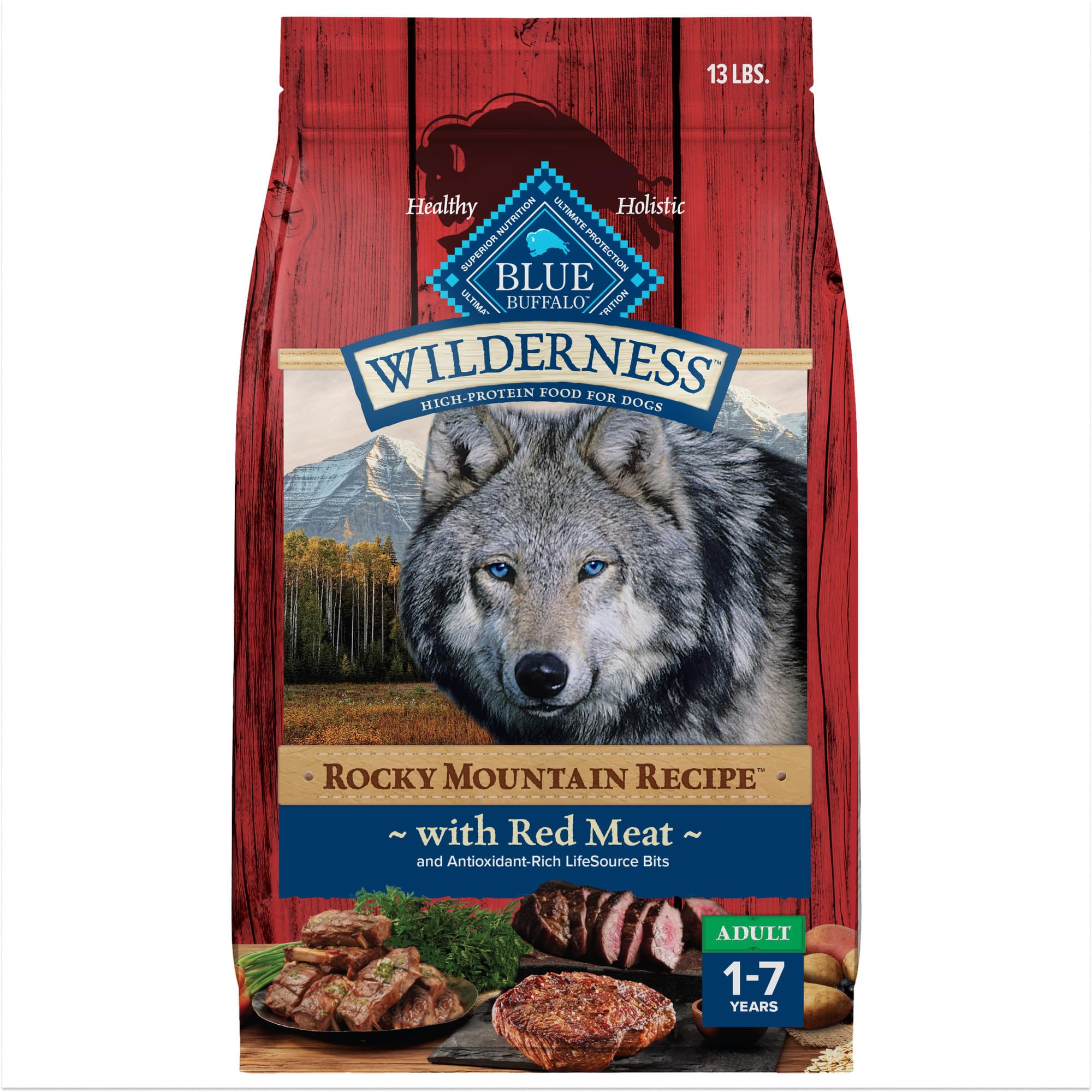 Blue Buffalo Wilderness Rocky Mountain beef first ingredient supports lean muscle