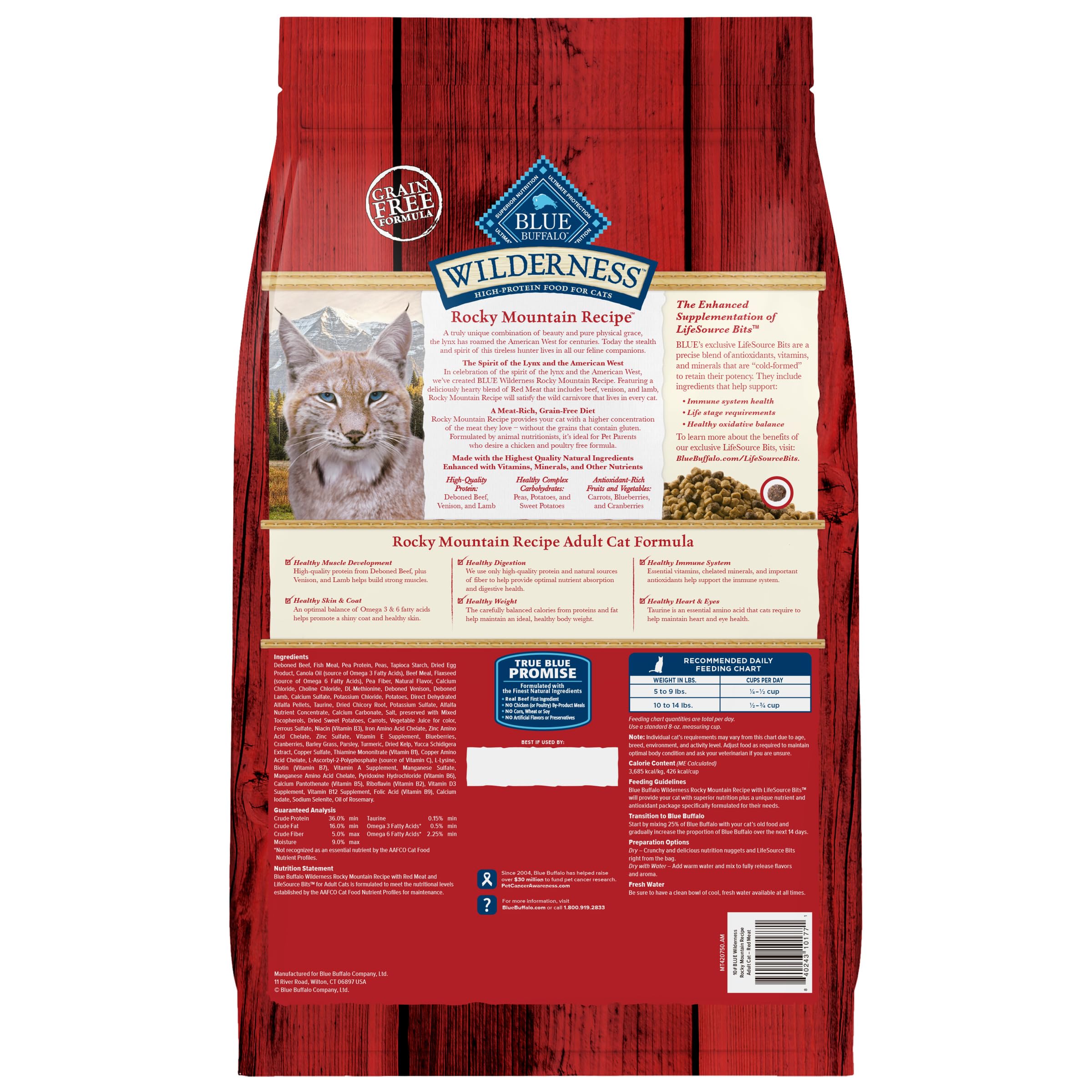 Blue Buffalo Wilderness Rocky Mountain beef kibble close-up with real meat focus
