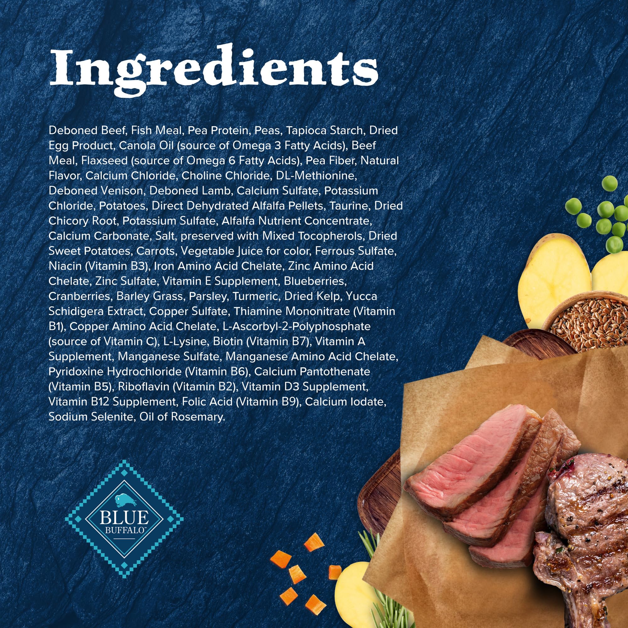 Blue Buffalo Wilderness Rocky Mountain Omega-3-6 in kibble supports coat health