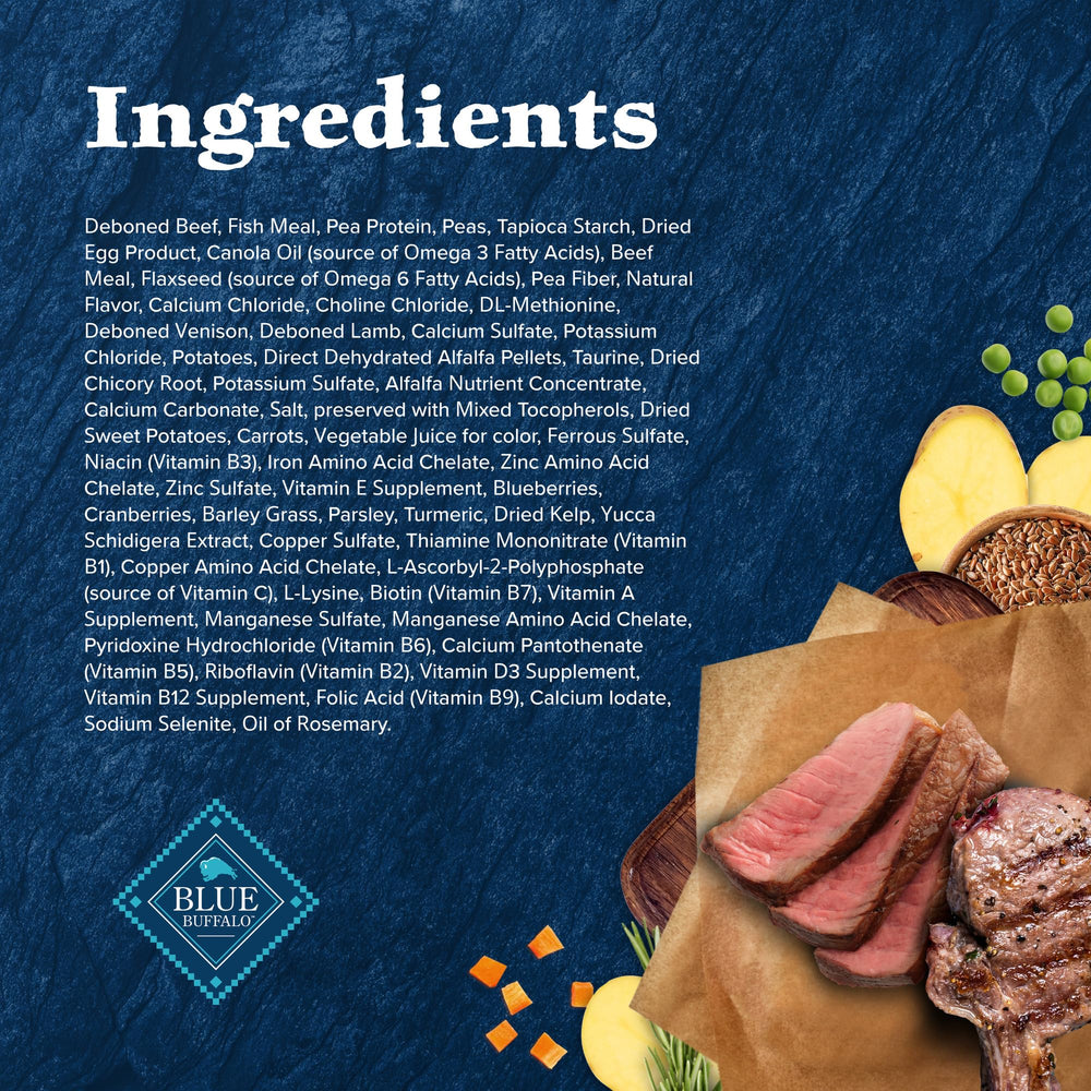Blue Buffalo Wilderness Rocky Mountain Omega-3-6 in kibble supports coat health