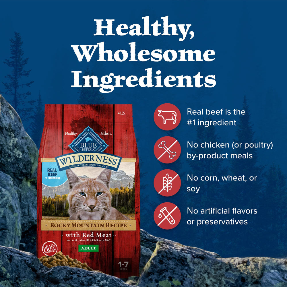 Blue Buffalo Wilderness Rocky Mountain packaging highlights natural ingredients graphic