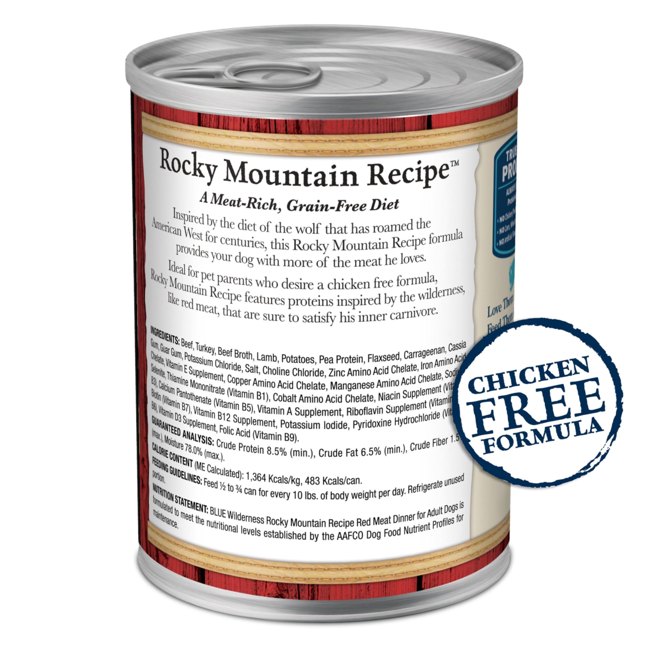 Blue Buffalo Wilderness Rocky Mountain packaging label shows quality ingredients