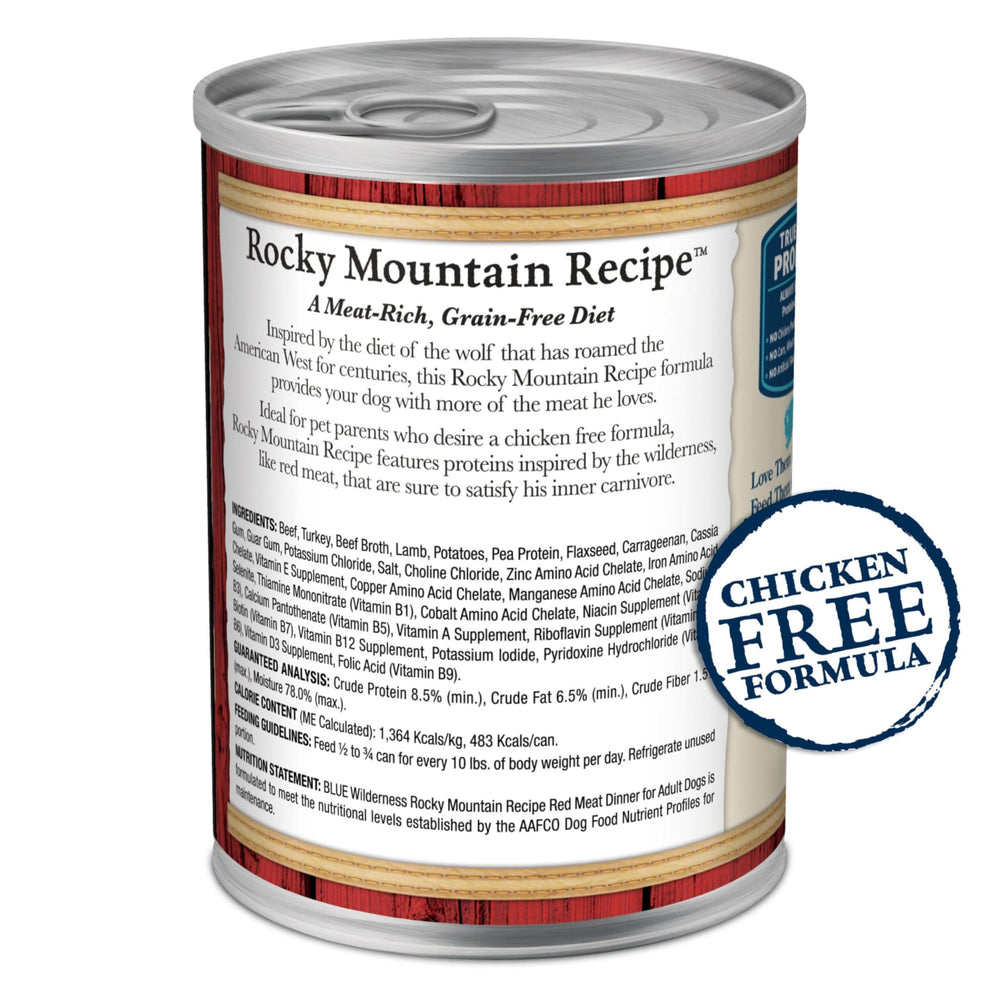Blue Buffalo Wilderness Rocky Mountain packaging label shows quality ingredients