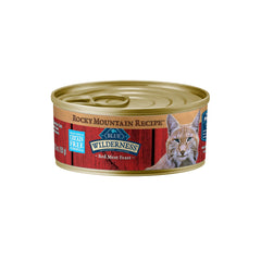Blue Buffalo Wilderness Rocky Mountain paté can front view showing beef and turkey protein