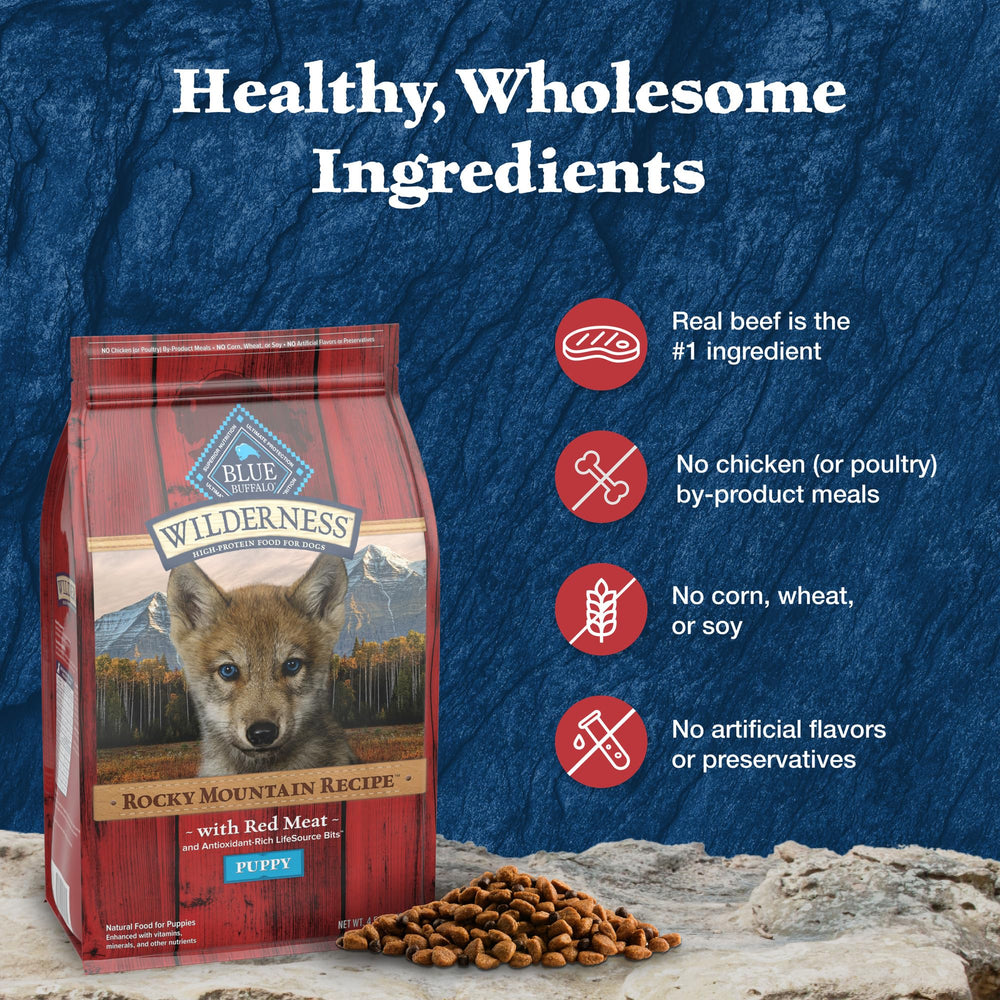 Blue Buffalo Wilderness no chicken by-product; no corn, wheat, or soy.