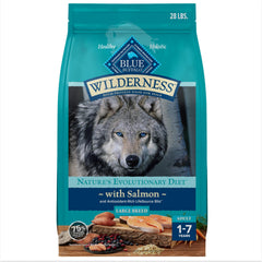 Blue Buffalo Wilderness salmon first ingredient bag front emphasizes protein