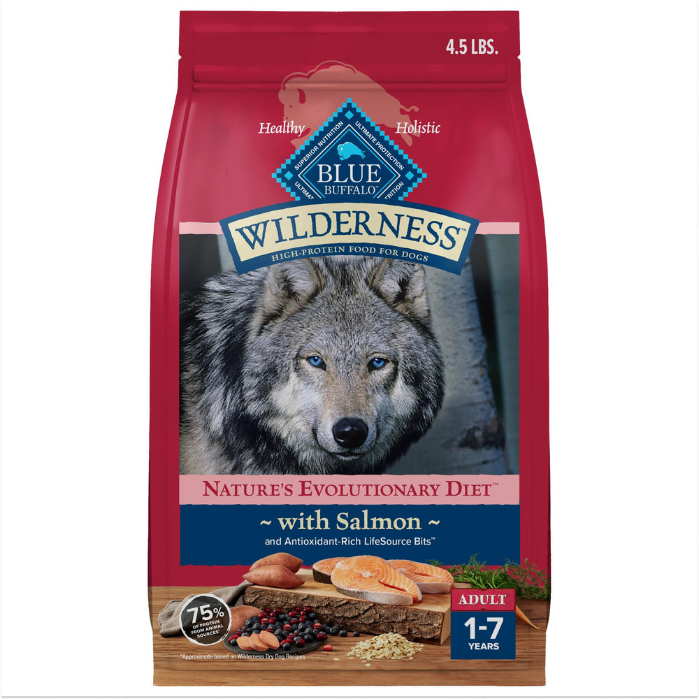 Blue Buffalo Wilderness with salmon first ingredient supports protein-rich nutrition for active dogs