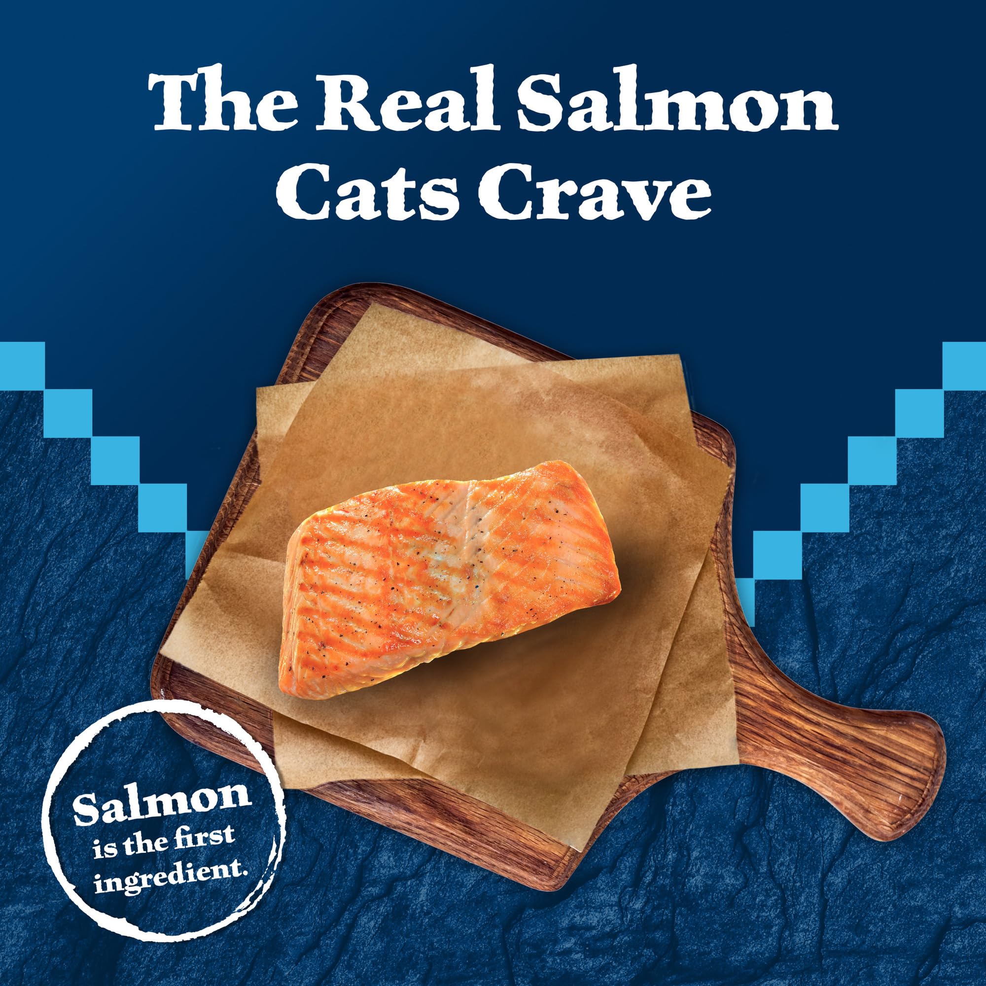 Blue Buffalo Wilderness Salmon Paté can, real salmon for flavor and energy.