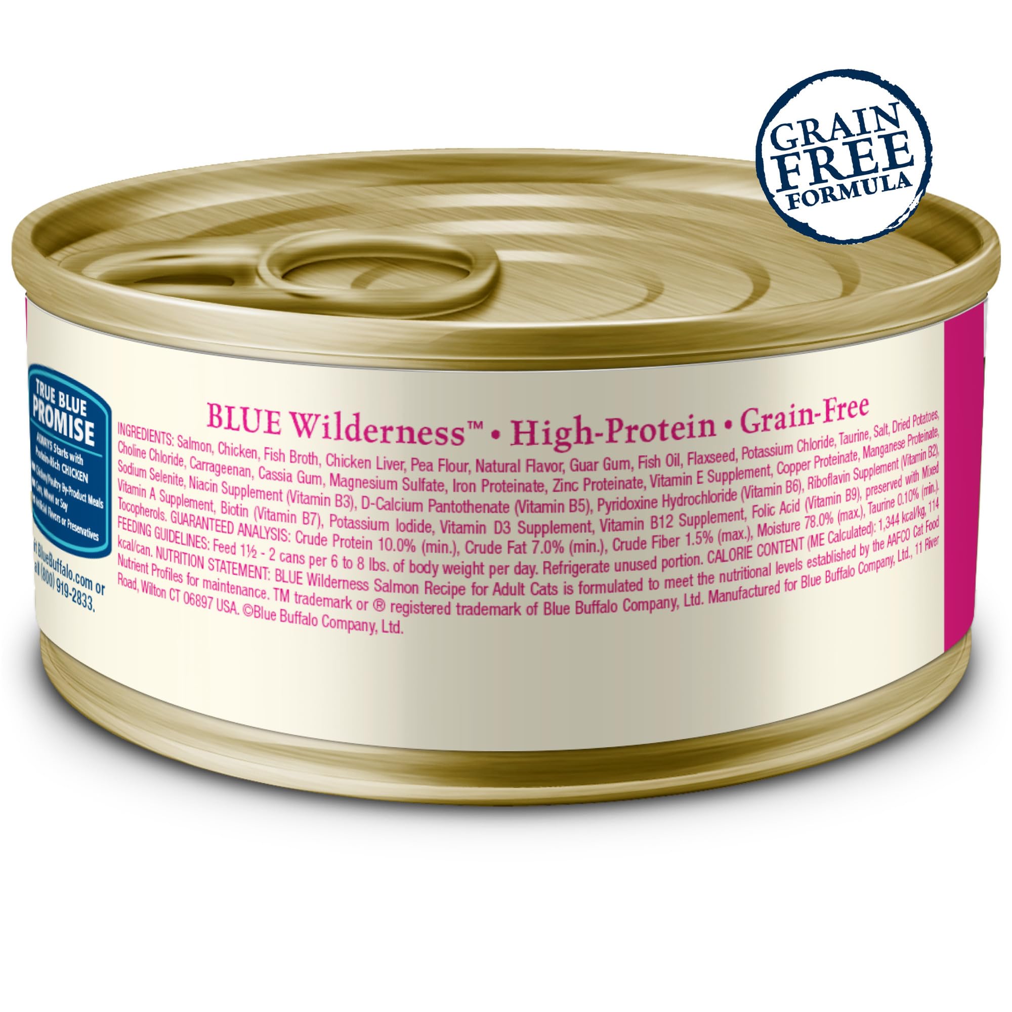 Blue Buffalo Wilderness Salmon Paté texture highlights smooth pate appeal for easy serving.