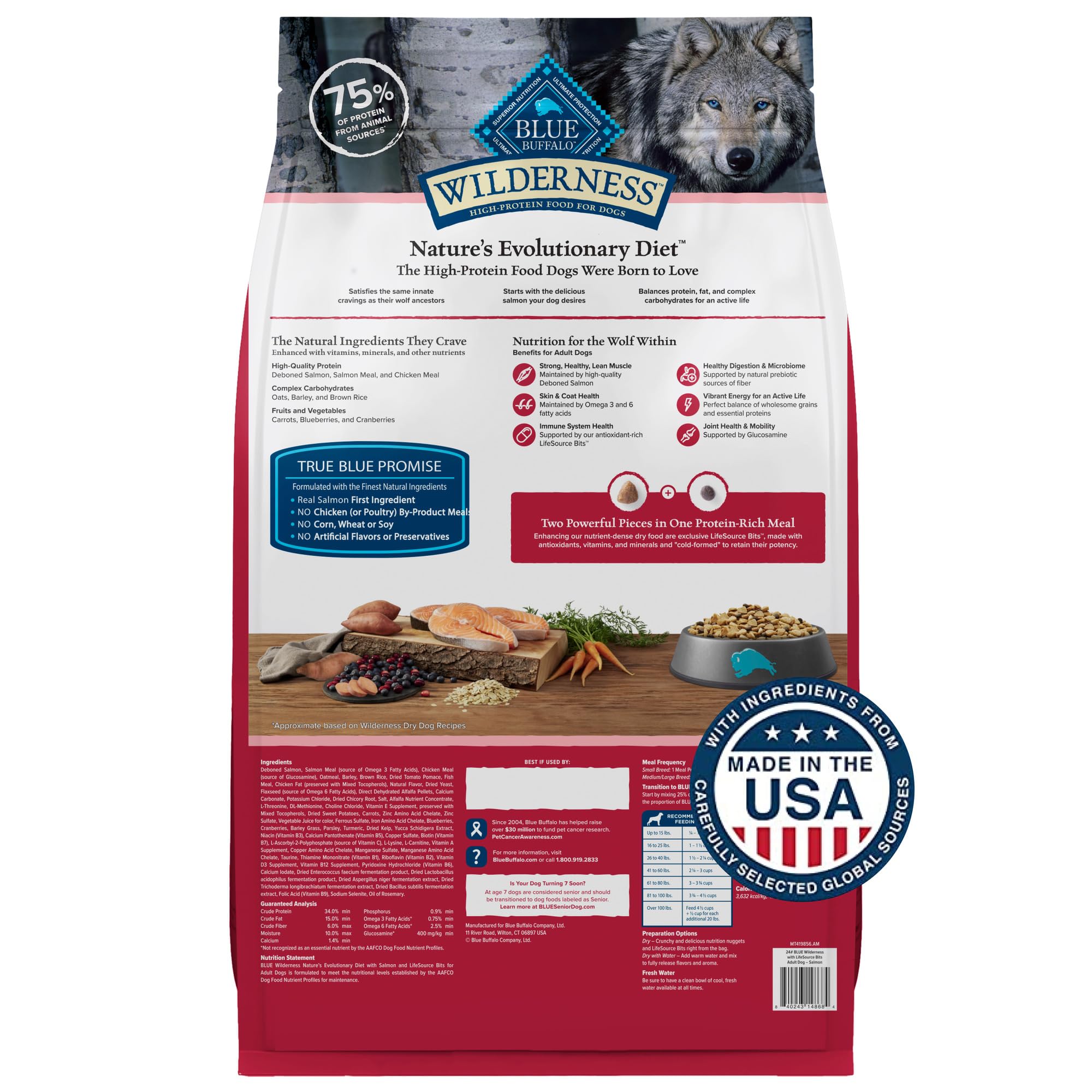 Blue Buffalo Wilderness Salmon Recipe high-protein dry food for active dogs