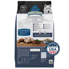 Blue Buffalo Wilderness Senior formula emphasizes protein-rich nutrition for sustained energy.