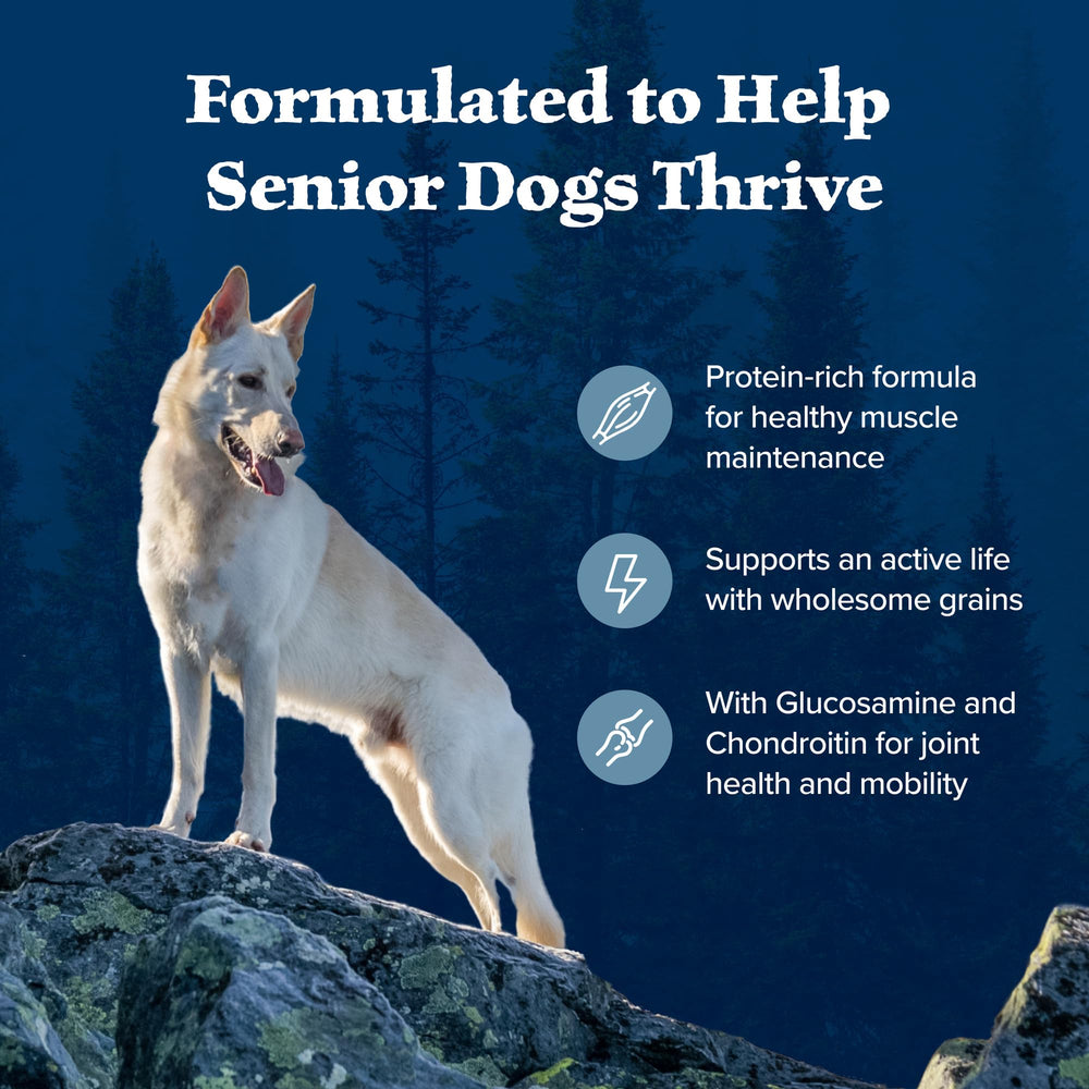 No corn, wheat, or soy in the Blue Buffalo Wilderness Senior blend