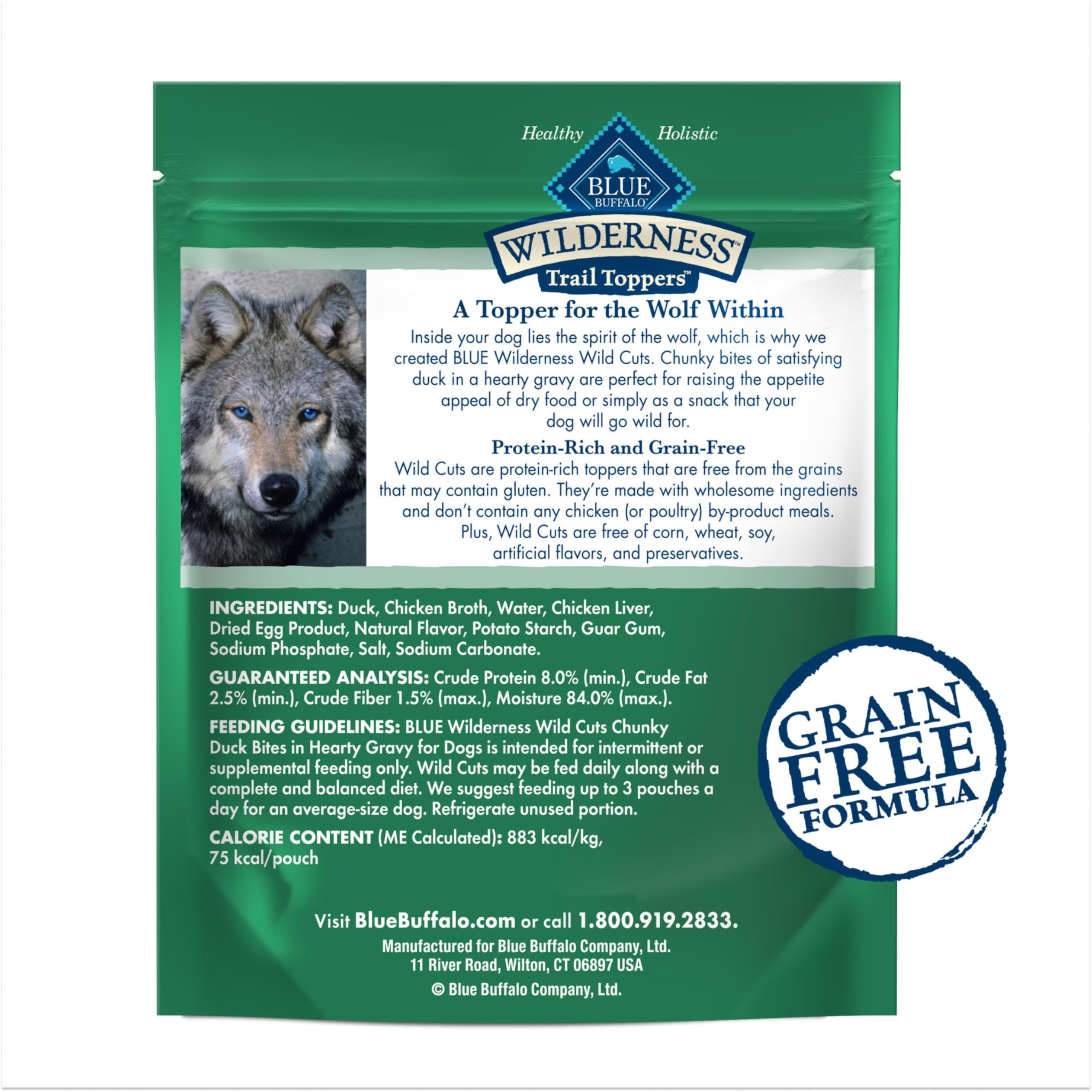 Blue Buffalo Wilderness Trail Toppers Hearty Gravy ducks bites aroma