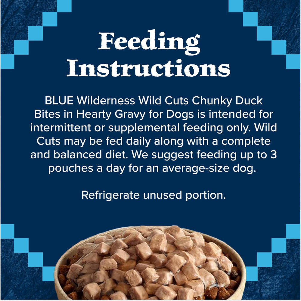 Blue Buffalo Wilderness Trail Toppers Meal Topper served over dry kibble for flavor
