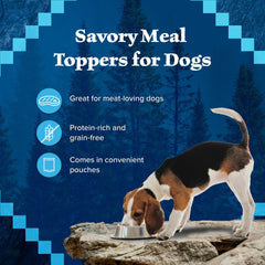 Blue Buffalo Wilderness Trail Toppers beef bites pouch-open shot for tasty treat