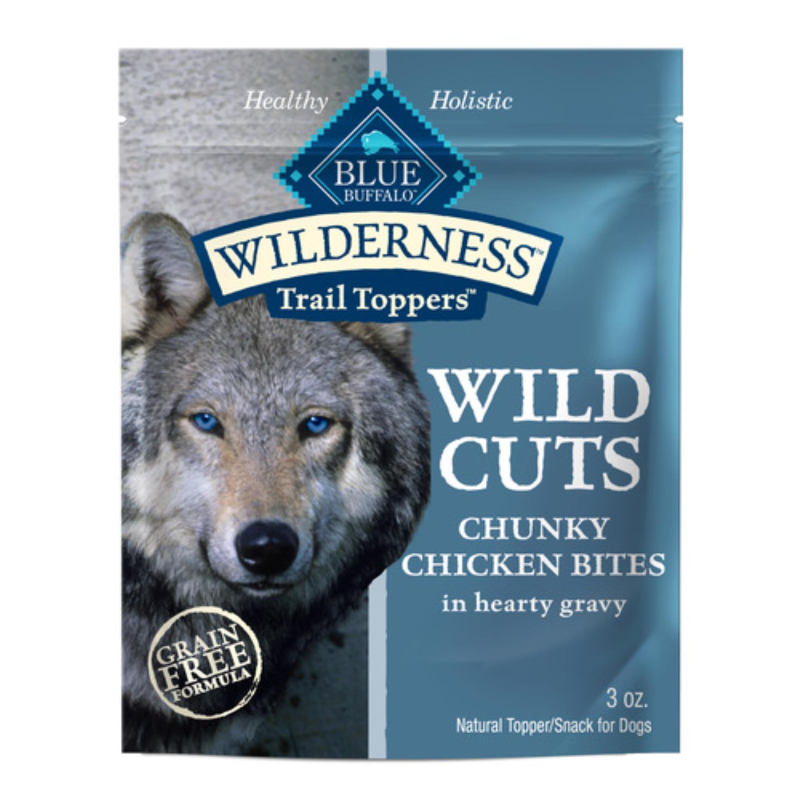 Blue Buffalo Wilderness Trail Toppers Wild Cuts Chicken Bites in gravy; protein-rich topper for dry dog food