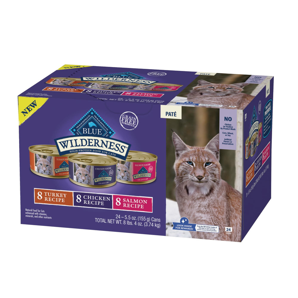 Blue Buffalo Wilderness 24-count Variety Pack image demonstrates easy flavor rotation for households.