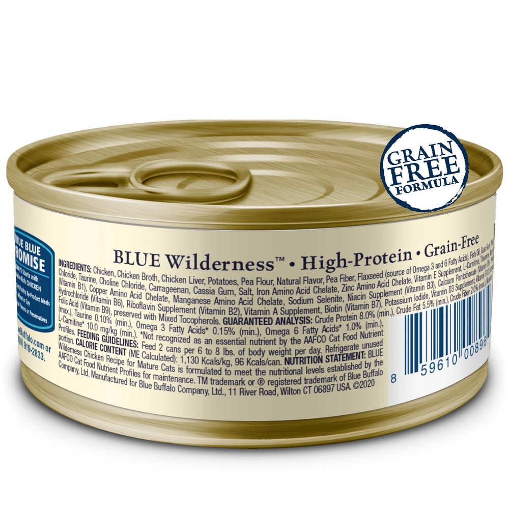 Blue Buffalo Wilderness pâté highlighting high-protein grain-free formula