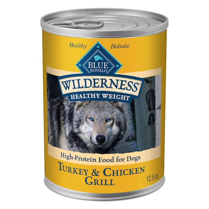 Blue Buffalo Wilderness corn-wheat-soy-free badge, clean formula for sensitive stomachs
