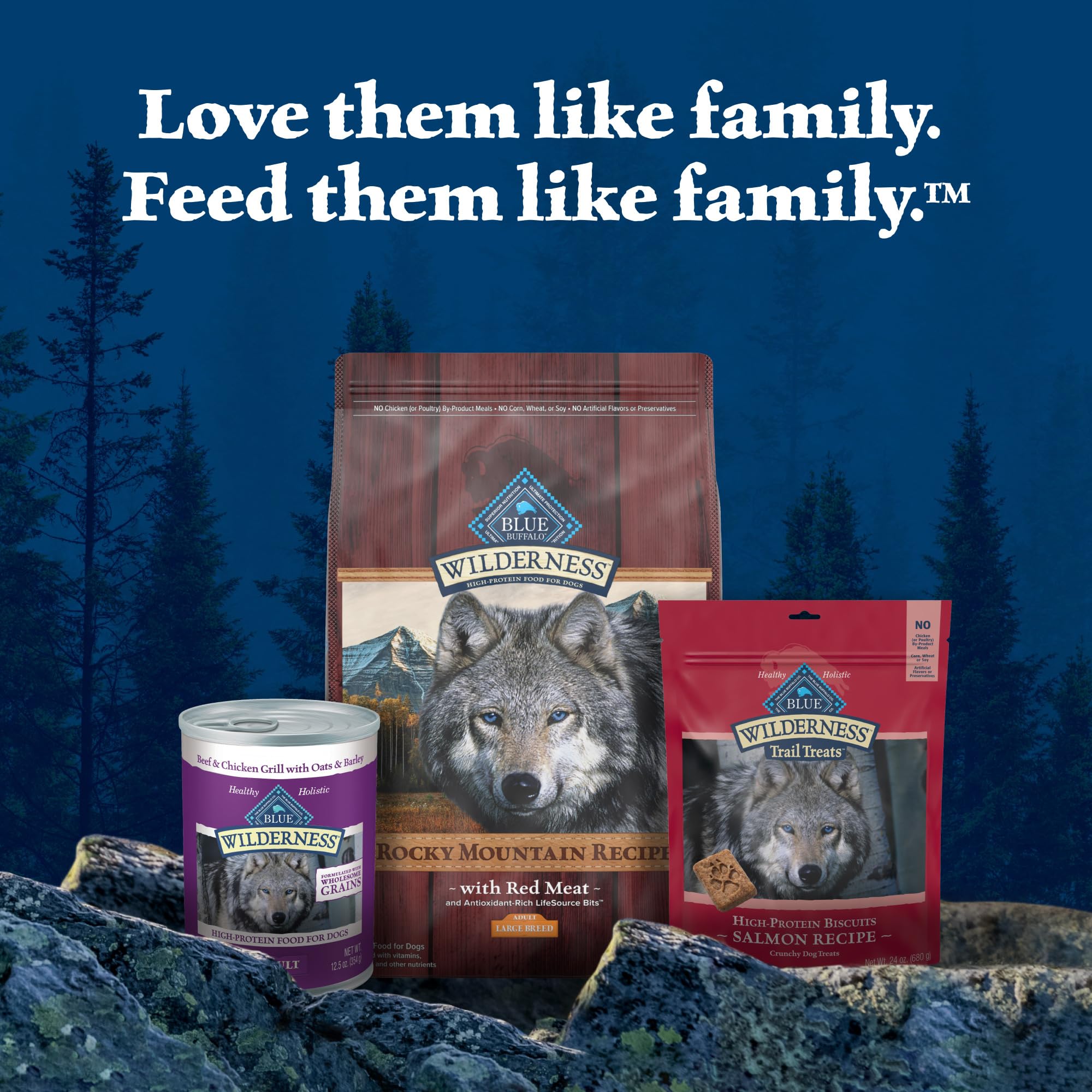 Blue Buffalo Wilderness wholesome grains and natural ingredients.
