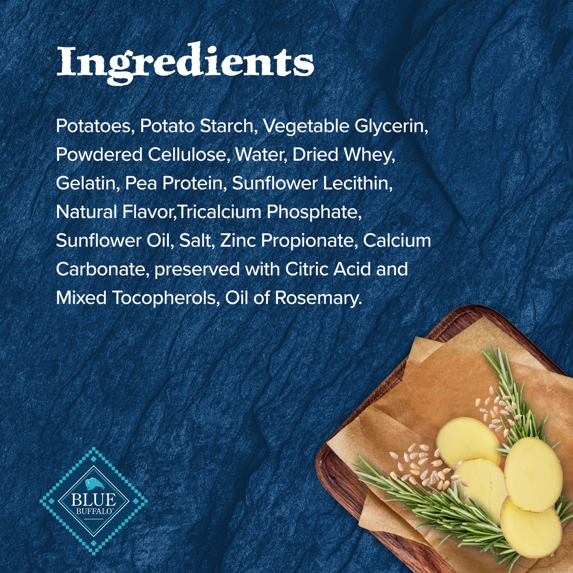 Blue Buffalo Wilderness Wild Bones packaging detail image emphasizes wholesome ingredients.