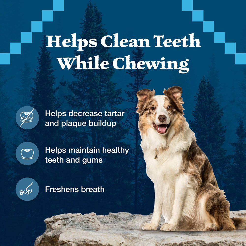 Open bag view of Blue Buffalo Wilderness Wild Bones Mini Dental Chews for easy daily treat.