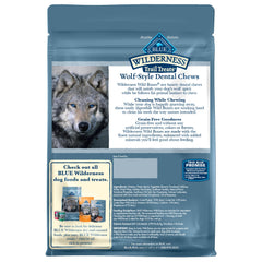 Blue Buffalo Wilderness Wild Bones small dental chew package highlights grain-free formula