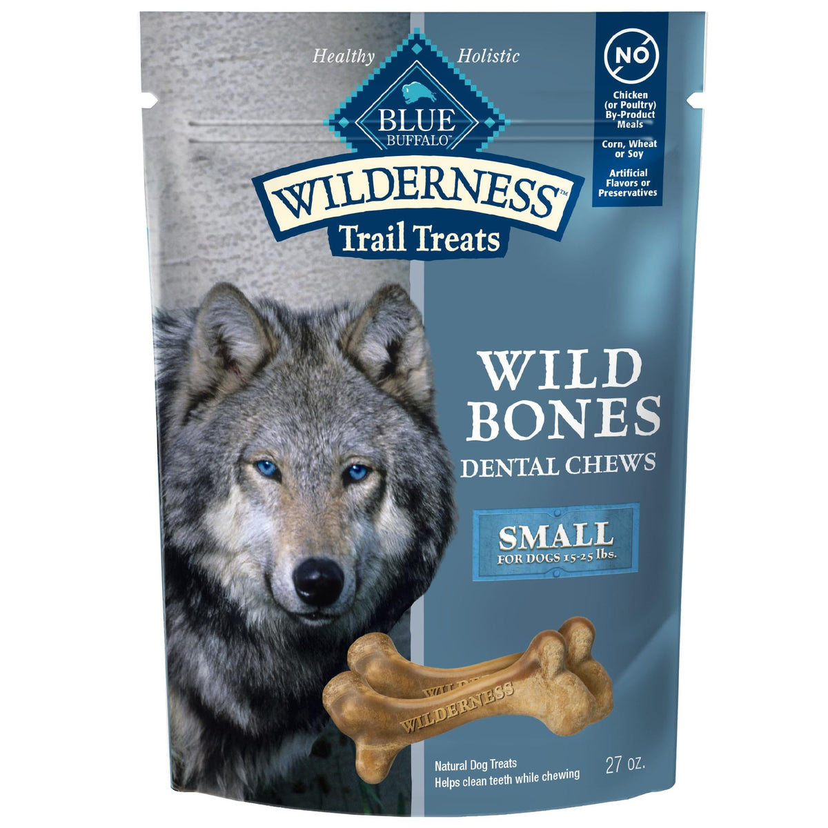 Blue Buffalo Wilderness Wild Bones small dental chew close-up shows texture for dental care