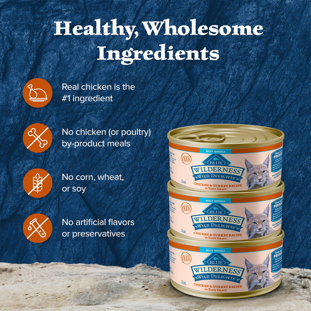 Blue Buffalo Wilderness Meaty Morsels 3oz can in 24-count packaging