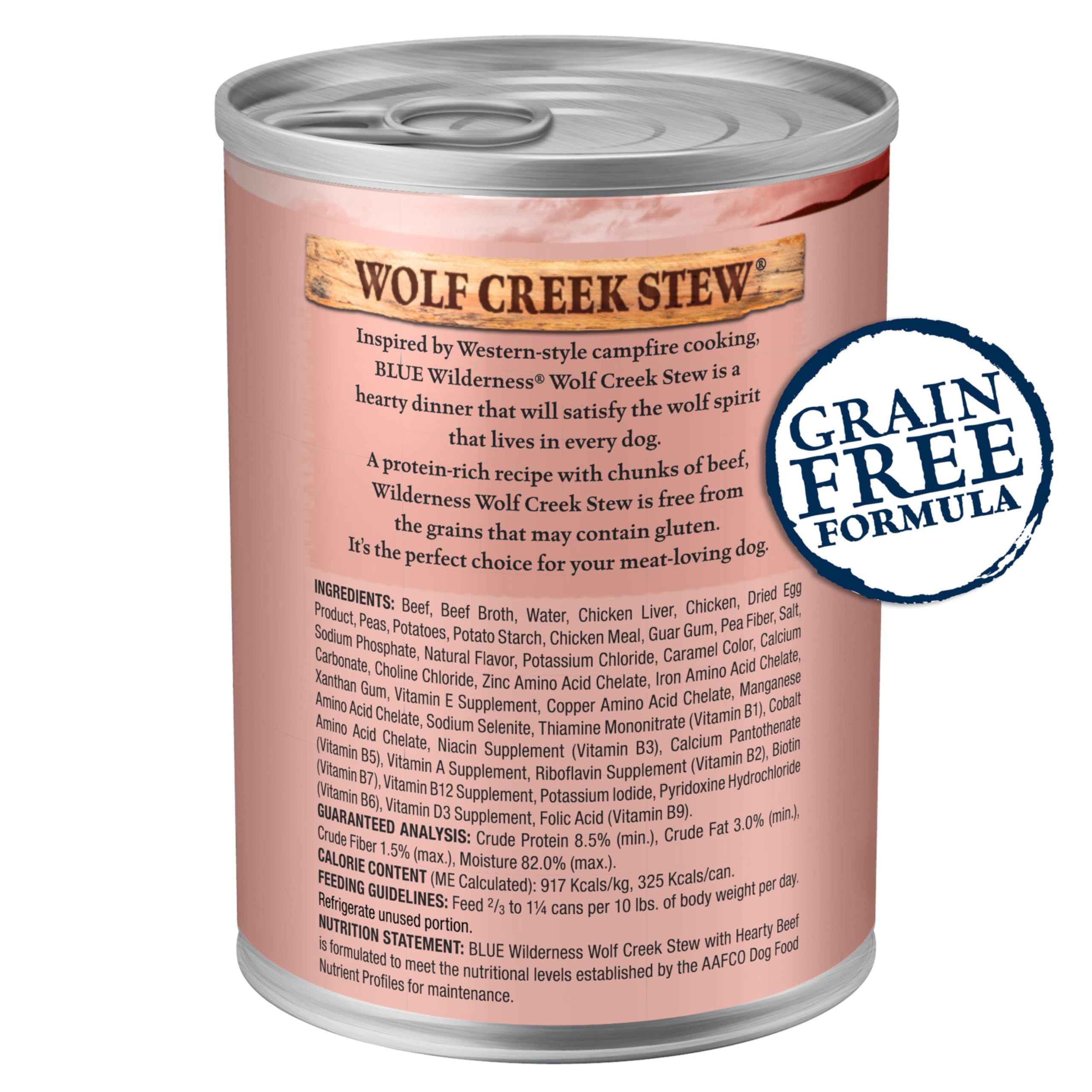 Close-up of tender beef chunks in savory gravy dogs love from Blue Buffalo Wilderness Wolf Creek Stew