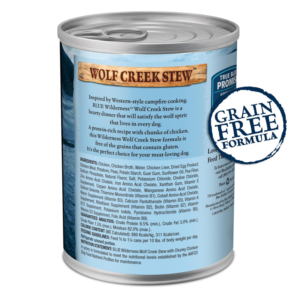 Blue Buffalo Wilderness Wolf Creek Stew served in a bowl with tender gravy for mealtimes