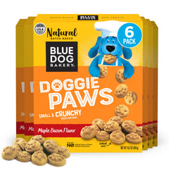 Blue Dog Bakery Doggie Paws maple bacon treats for small dogs with a crunchy bite.