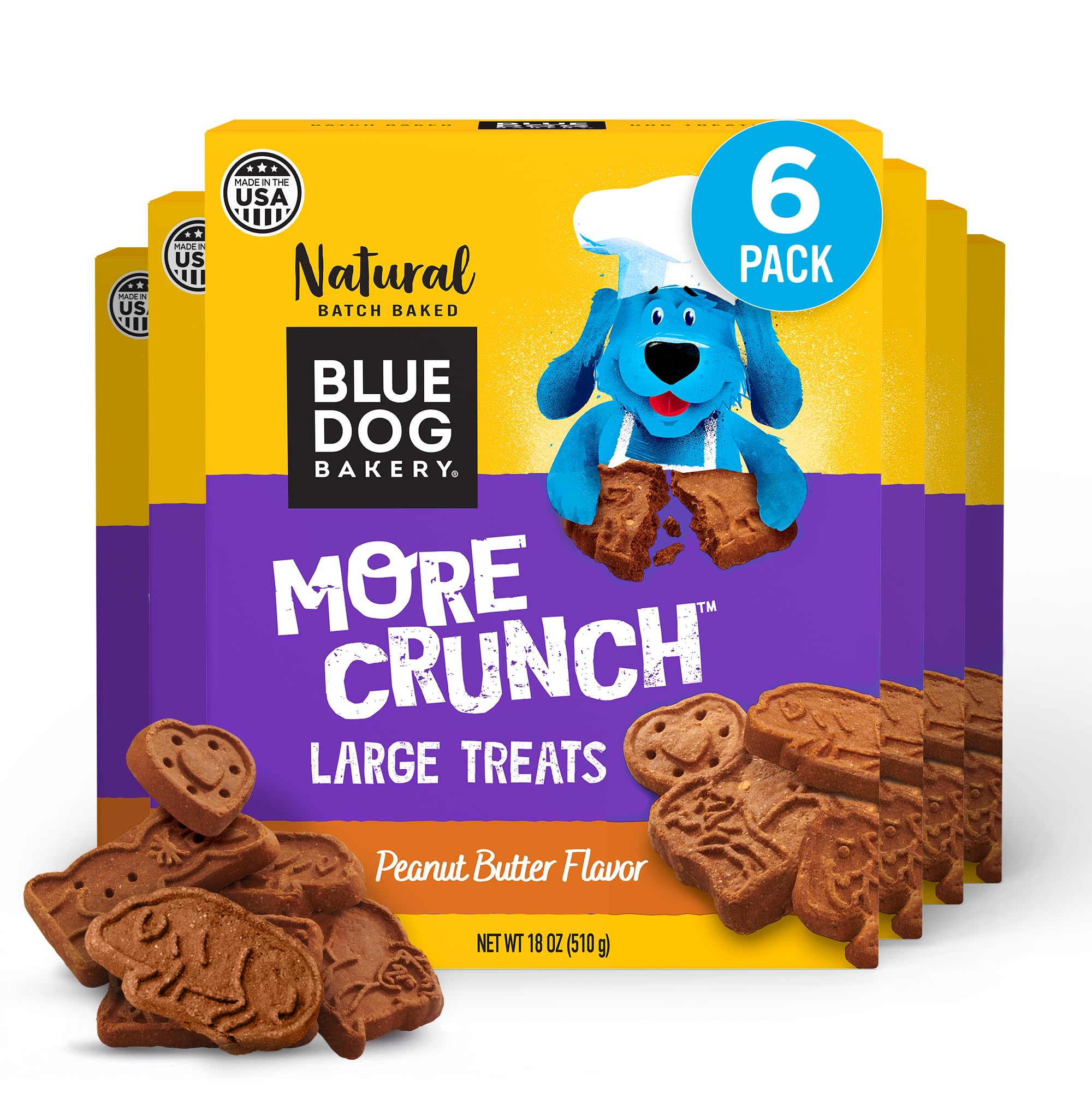 Blue Dog Bakery More Crunch biscuits with peanut butter for dogs - crunchy treat.