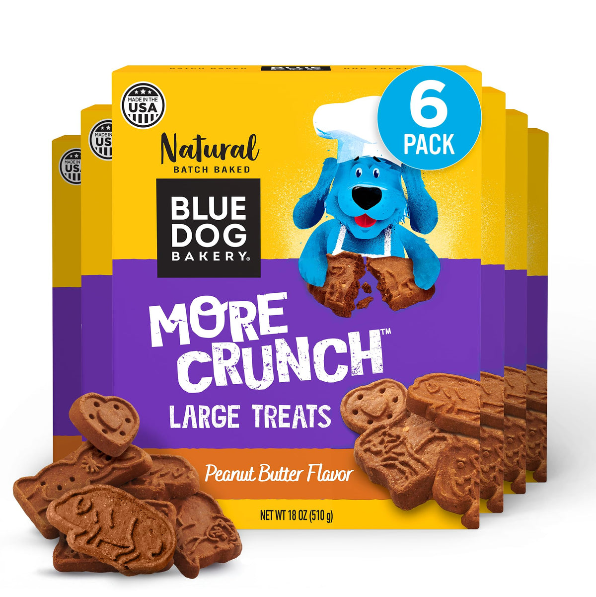 Blue Dog Bakery More Crunch biscuits with peanut butter for dogs - crunchy treat.