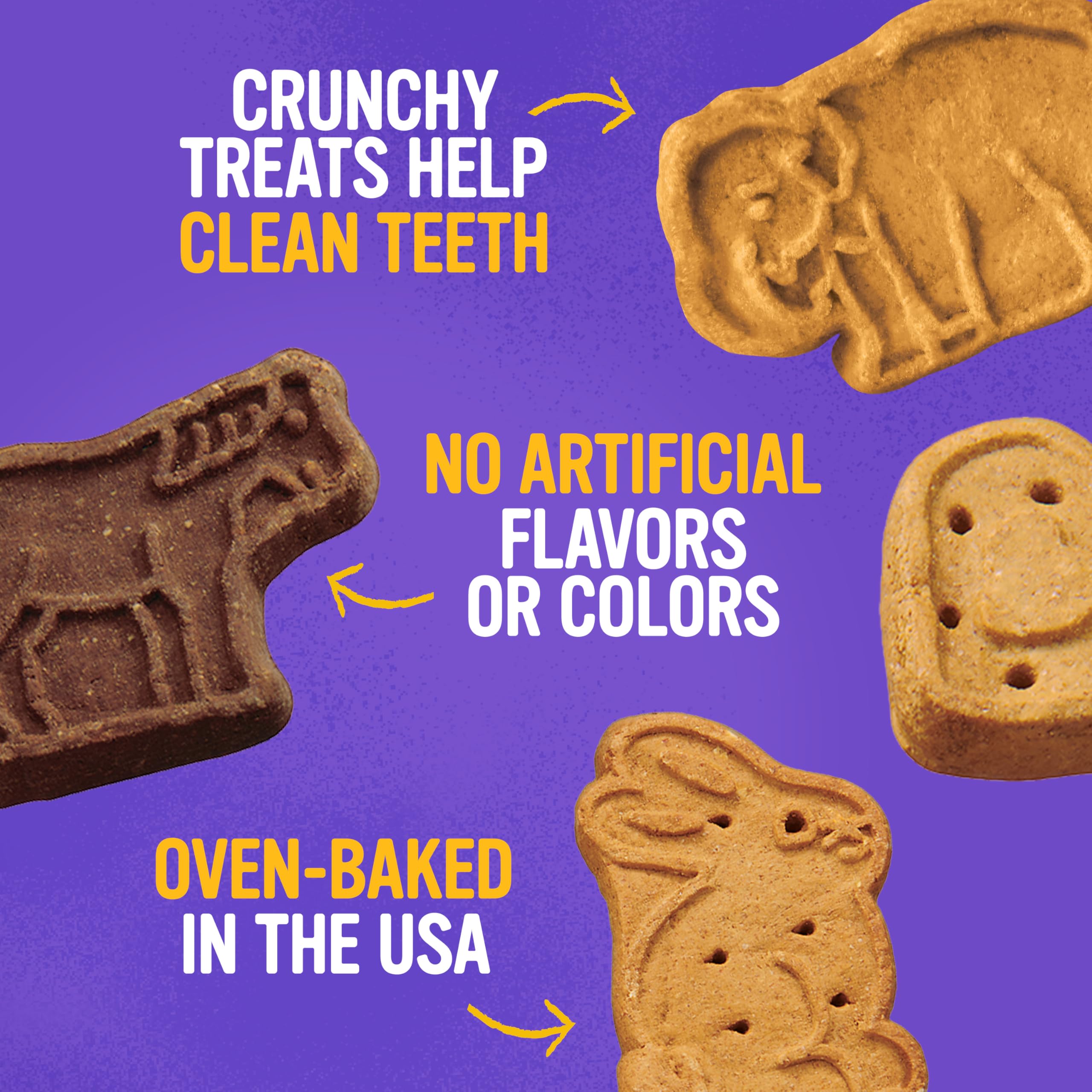 Blue Dog Bakery More Crunch teeth-cleaning biscuits support fresh breath.
