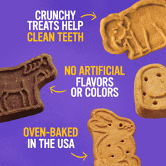 Blue Dog Bakery More Crunch teeth-cleaning biscuits support fresh breath.