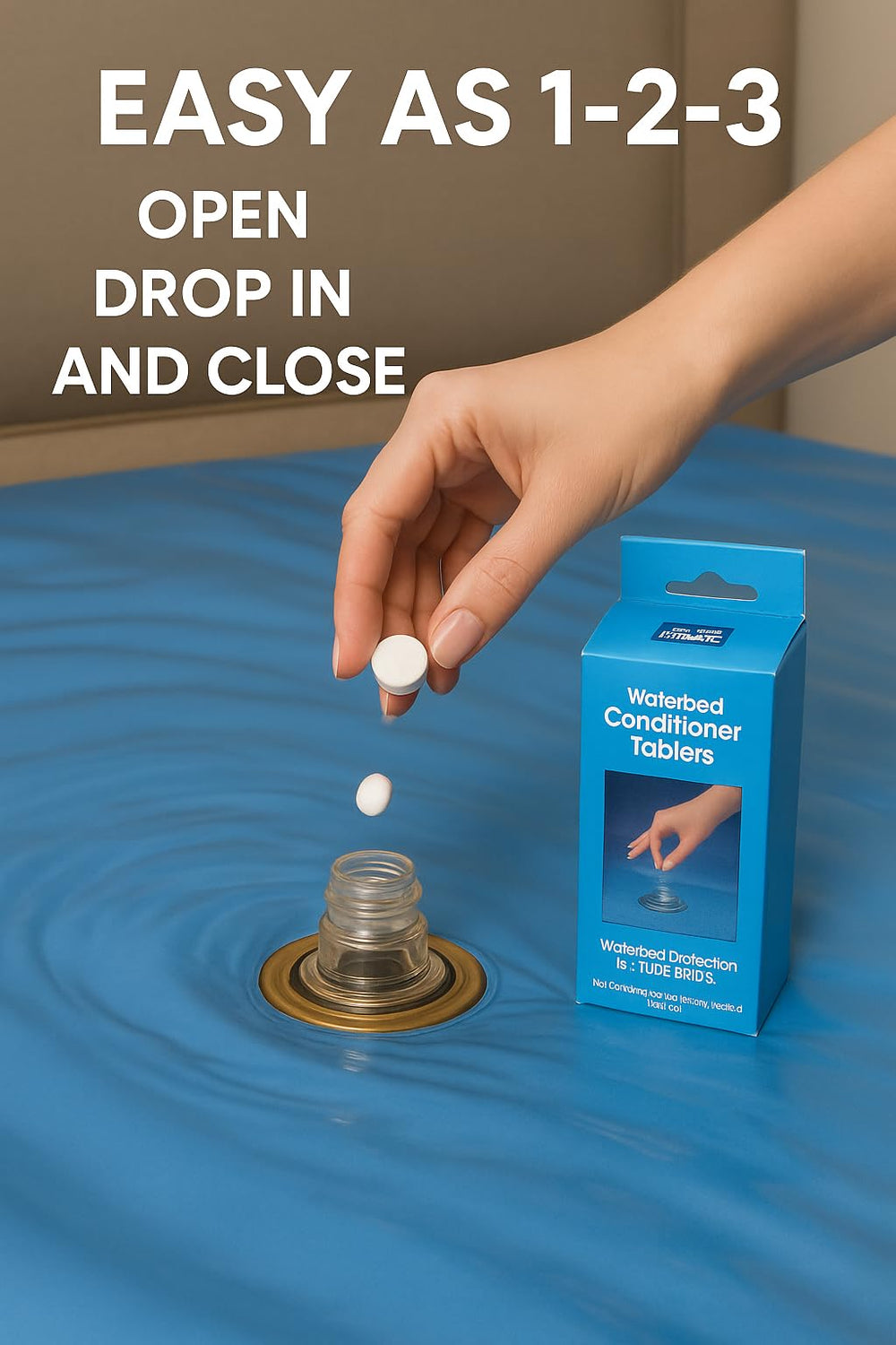 Blue Magic 10-pack packaging signals convenient, regular waterbed upkeep