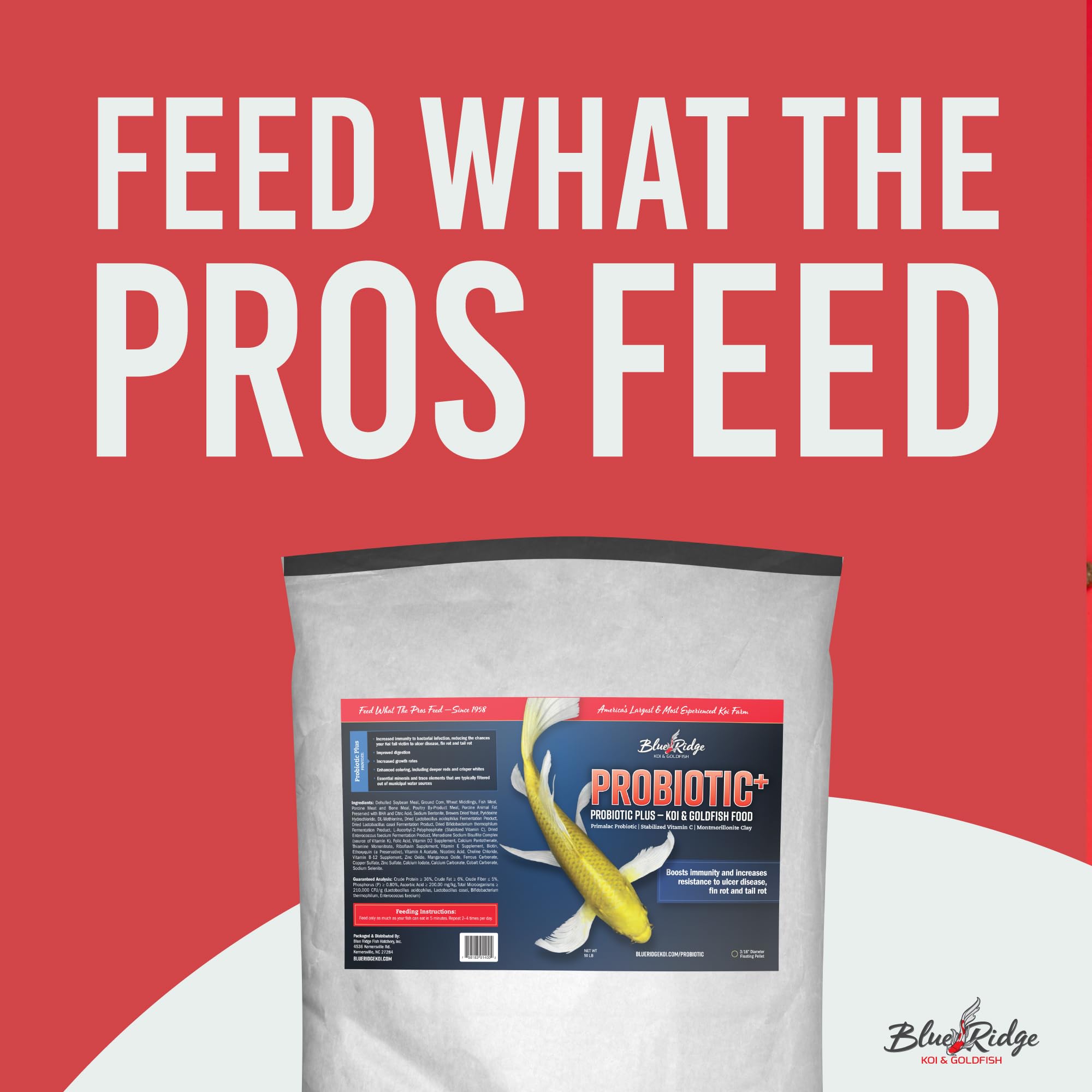 Blue Ridge koi goldfish pellets floating aid easy digestion during feeding