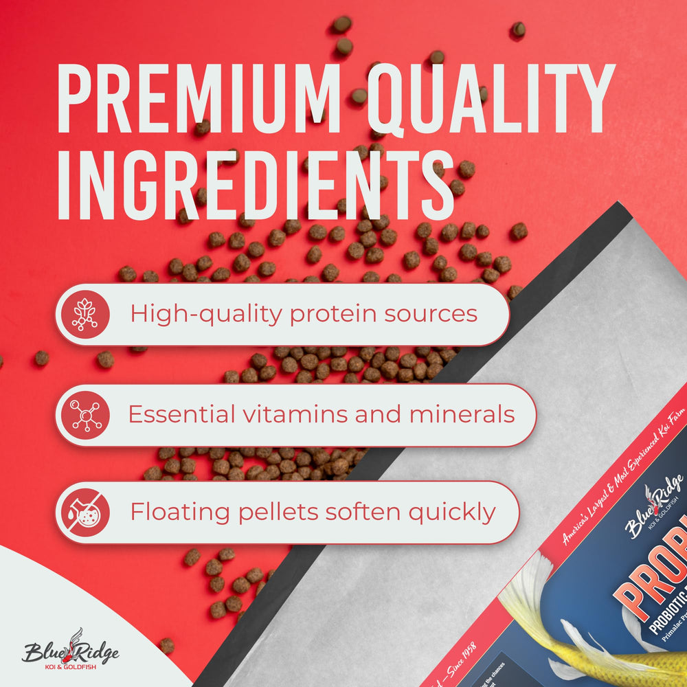 Blue Ridge Probiotic Plus pellet closeup highlights nutrient-rich formula for healthy growth