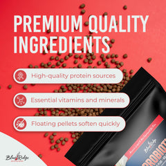 Blue Ridge vitamin C enriched pellets for vibrant color and immune support.