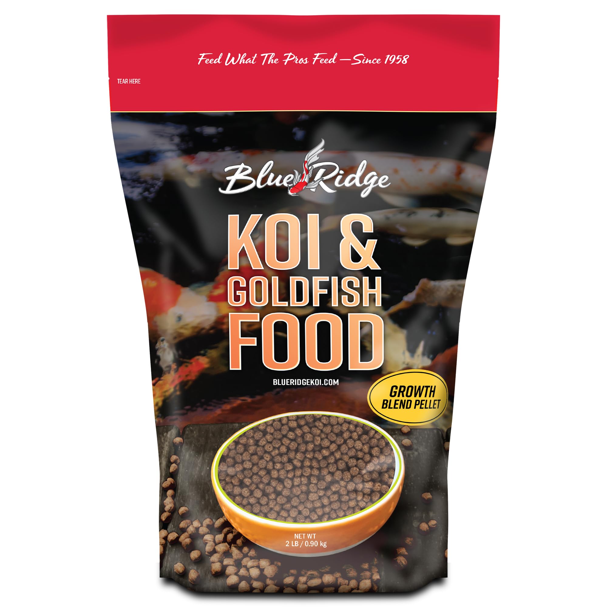 Blue Ridge Koi Food growth blend pellets supporting koi growth and color